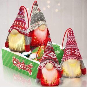 Christmas Gnome Ornaments, 4Pack X-Mas Tree Decorations‎ Handmade Swedish Santa